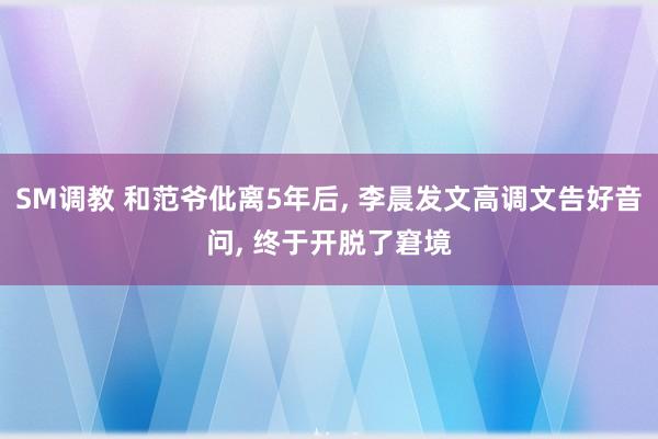 SM调教 和范爷仳离5年后， 李晨发文高调文告好音问， 终于开脱了窘境