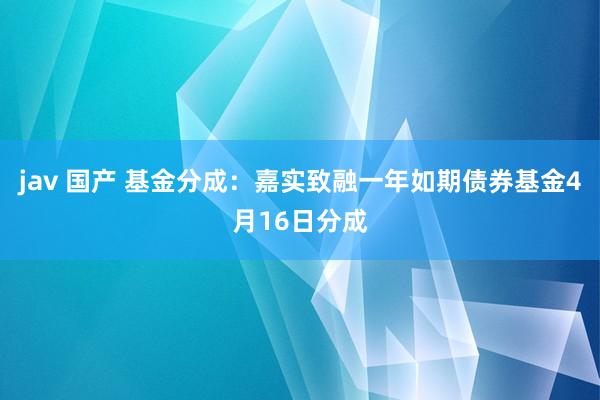 jav 国产 基金分成：嘉实致融一年如期债券基金4月16日分成