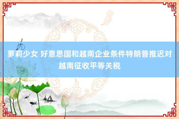 萝莉少女 好意思国和越南企业条件特朗普推迟对越南征收平等关税